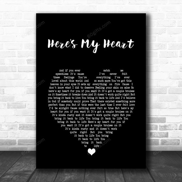 SayWeCanFly Here's My Heart Black Heart Song Lyric Art Print - Canvas Print Wall Art Home Decor