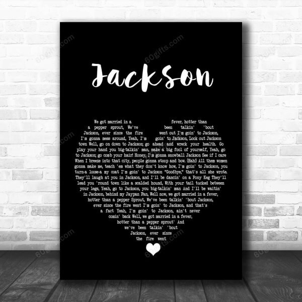 Johnny Cash Jackson Black Heart Song Lyric Art Print - Canvas Print Wall Art Home Decor