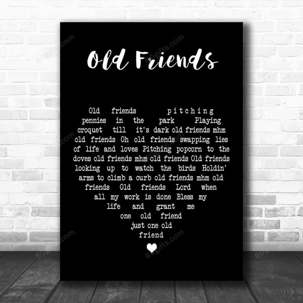 Willie Nelson Old Friends Black Heart Decorative Art Gift Song Lyric Print - Canvas Print Wall Art Home Decor