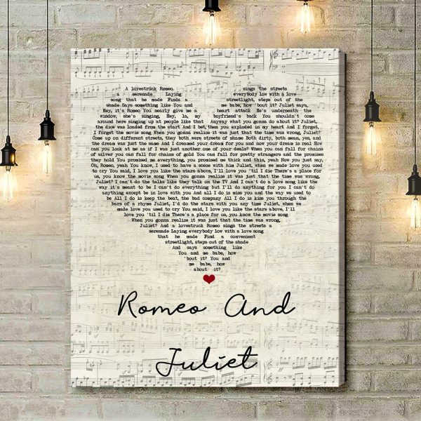 Dire Straits Romeo And Juliet Script Heart Song Lyric Art Print - Canvas Print Wall Art Home Decor