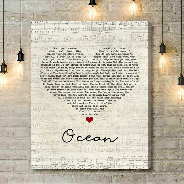 Lady Antebellum Ocean Script Heart Song Lyric Art Print - Canvas Print Wall Art Home Decor