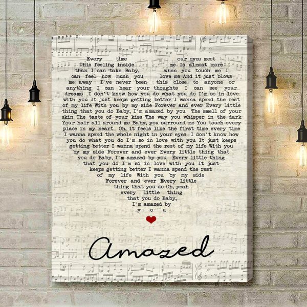 Amazed Lonestar Script Heart Song Lyric Art Print - Canvas Print Wall Art Home Decor