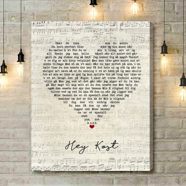 De Danske Hyrder Hey Kost Script Heart Song Lyric Art Print - Canvas Print Wall Art Home Decor