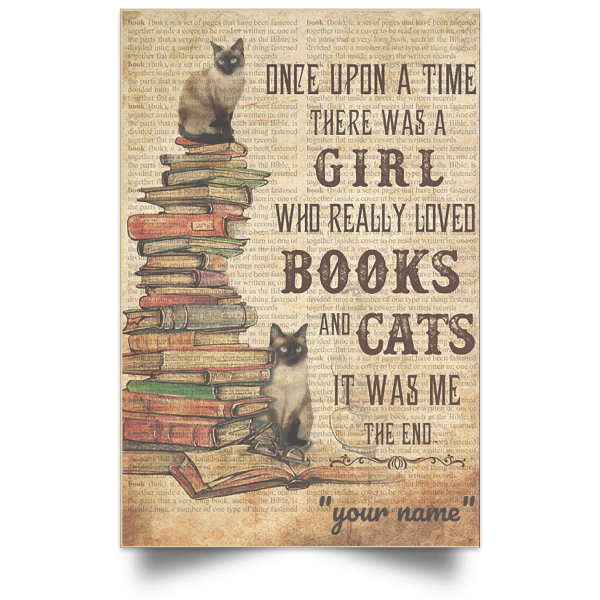 here Gifts Personalized Books And Cats Once Upon A Time Canvas Home Decor - Image 2