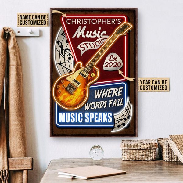 here Gifts Personalized Gibson Les Paul Music Speaks Canvas Home Decor - Image 2