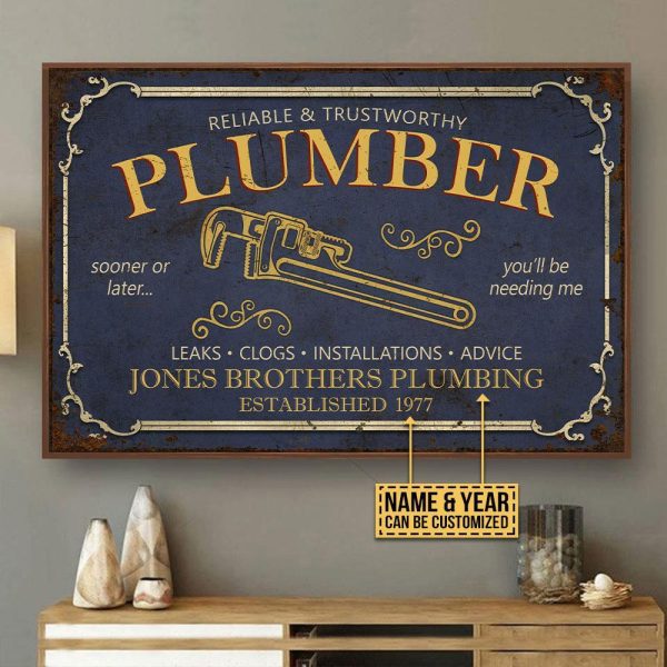 here Gifts Personalized Plumber Reliable Trustworthy Canvas Home Decor