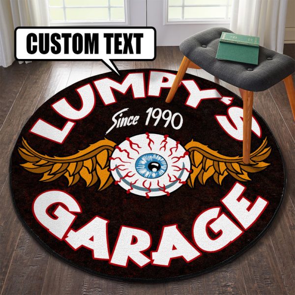 Personalized Hot Rod Garage Eye Ball Hot Rod Round Mat Round Floor Mat Room Rugs Carpet Outdoor Rug Washable Rugs