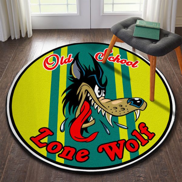 Lone Wolf Hot Rod Round Mat Round Floor Mat Room Rugs Carpet Outdoor Rug Washable Rugs