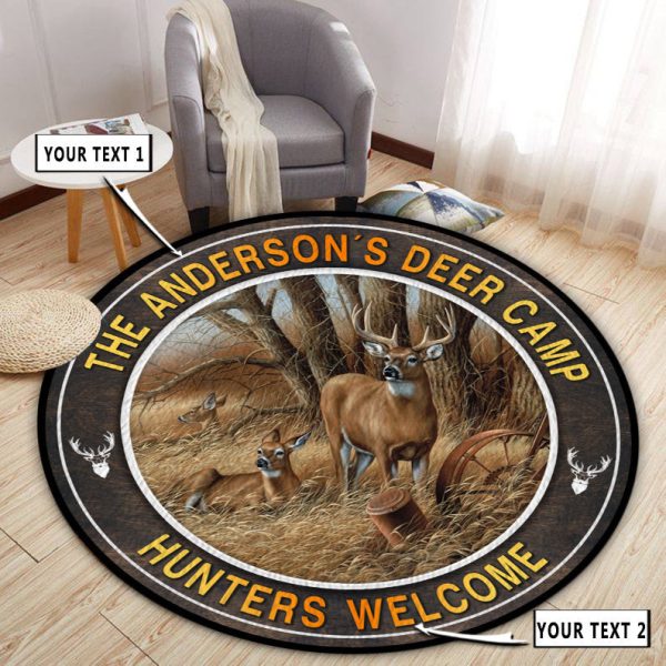 Personalized Deer Family Round Rug, Carpet 09792 - Image 3