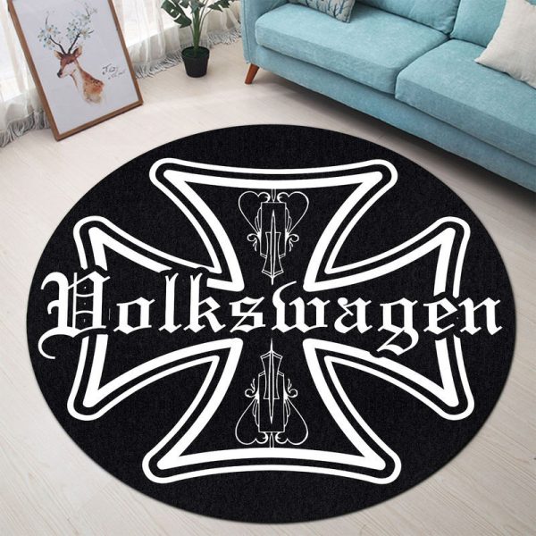 Personalized Iron Cross Garage Decor, Home Bar Decor Hot Rod Round Mat - Image 2