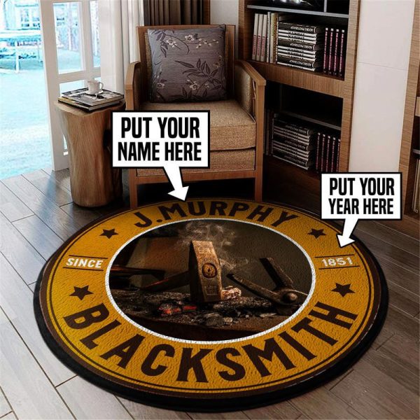 Personalized Blacksmith Round Mat Round Floor Mat Room Rugs Carpet Outdoor Rug Washable Rugs - Image 2