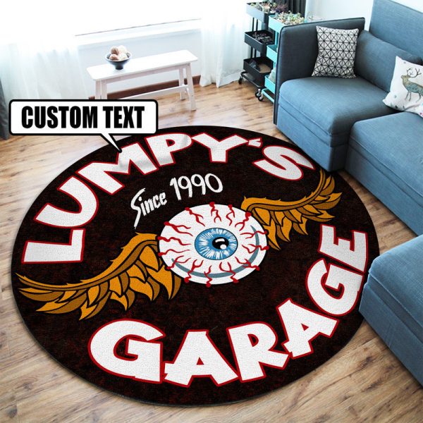 Personalized Hot Rod Garage Eye Ball Hot Rod Round Mat Round Floor Mat Room Rugs Carpet Outdoor Rug Washable Rugs - Image 2