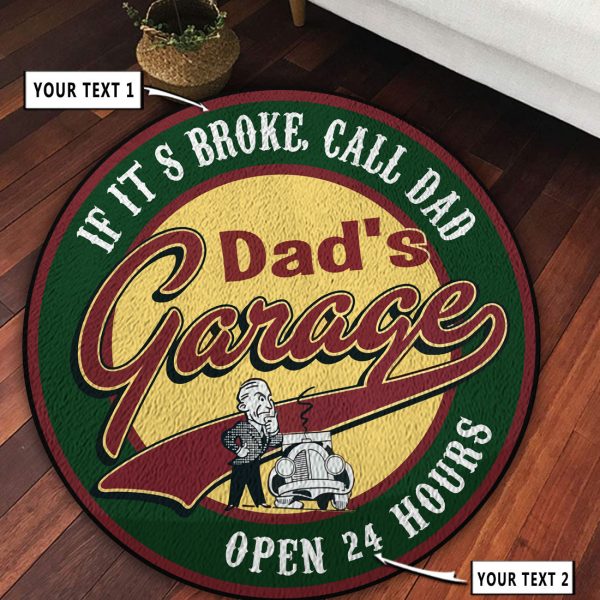 Dads Garage Full Service Round Rug, Carpet 10456 - Image 2