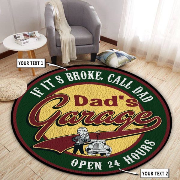 Dads Garage Full Service Round Rug, Carpet 10456 - Image 3