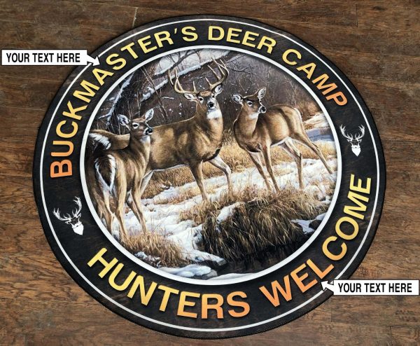 Personalized Deer Camp Hunting Round Rug, Carpet 10520 - Image 3