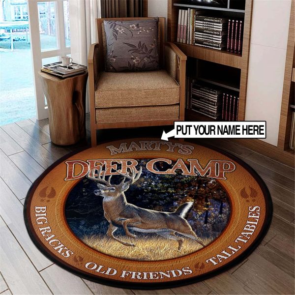 Personalized Deer Camp Hunting Round Rug, Carpet 10520 - Image 6