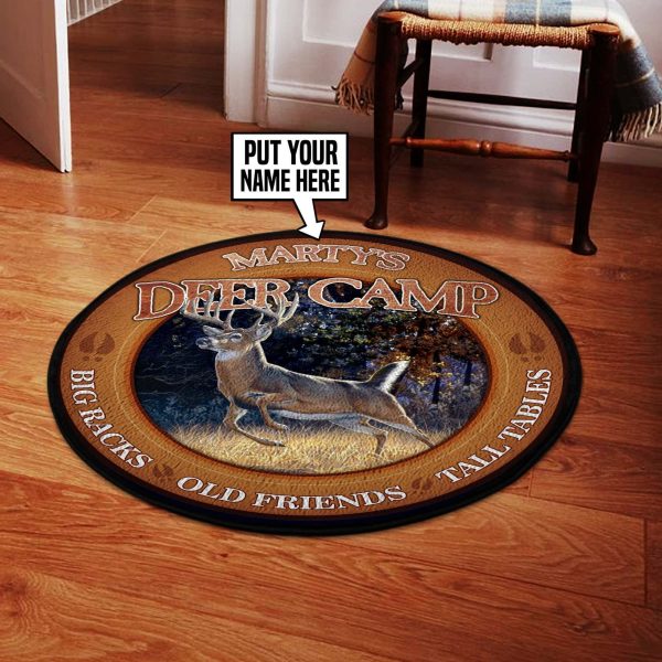 Personalized Deer Camp Hunting Round Rug, Carpet 10520 - Image 8