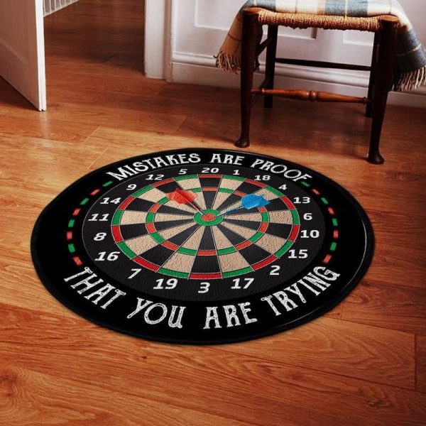 Mistakes Are Proof That You Are Trying Darts Funny Round Mat Round Floor Mat Room Rugs Carpet Outdoor Rug Washable Rugs - Image 2