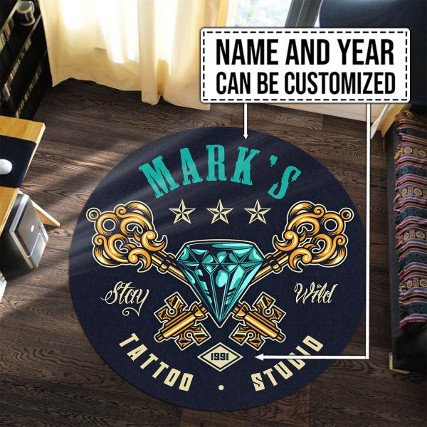 Personalized Tattoo Studio Round Mat Round Floor Mat Room Rugs Carpet Outdoor Rug Washable Rugs - Image 2