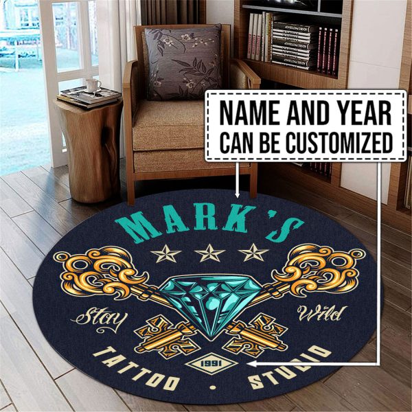 Personalized Tattoo Studio Round Mat Round Floor Mat Room Rugs Carpet Outdoor Rug Washable Rugs - Image 3