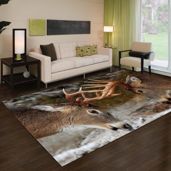 Deer Hunting Lovers Area Rug Washable Rugs Carpet Boutique Rugs - Image 2