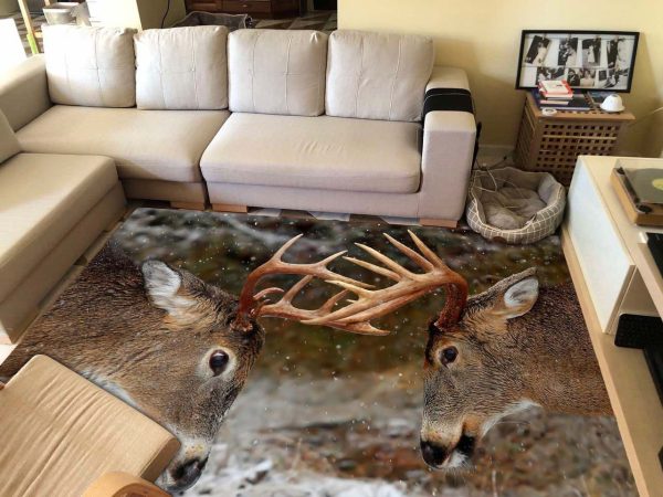 Deer Hunting Lovers Area Rug Washable Rugs Carpet Boutique Rugs - Image 3