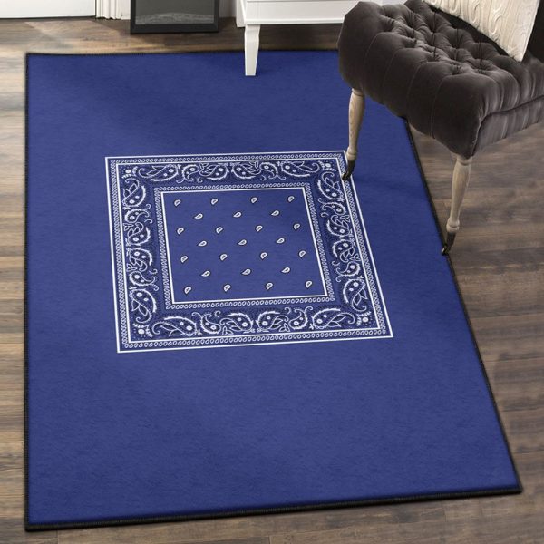 Luxury Modern Royal Blue Bandana Rug Rectangle Rugs Washable Area Rug Non-Slip Carpet For Living Room Bedroom - Image 2