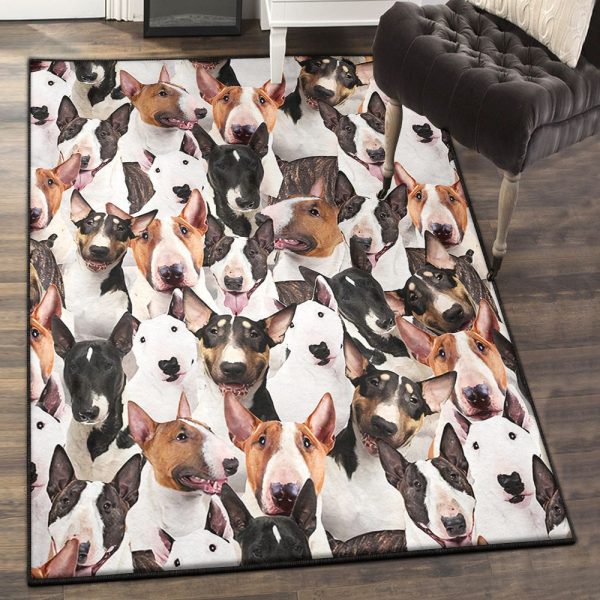 Bull Terrier Cute Dog Carpets A Bunch Of Bull Terriers Rug Rectangle Rugs Washable Area Rug Non-Slip Carpet For Living Room Bedroom