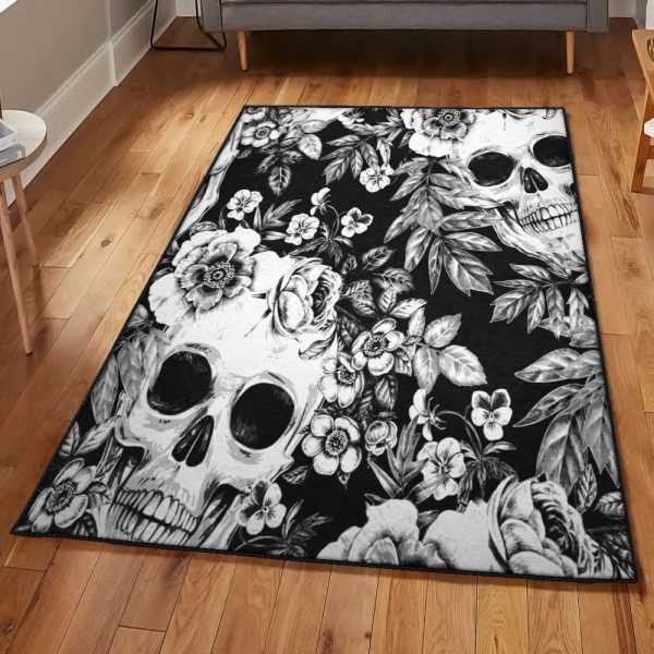 Skeleton Art Deco Rug Skull Rug Rectangle Rugs Washable Area Rug Non-Slip Carpet For Living Room Bedroom - Image 2