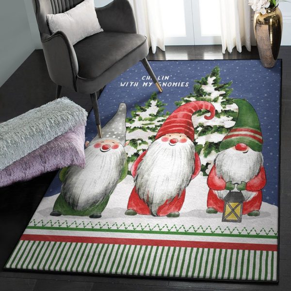 Garden Gnomes Washable Three Gnome Christmas Rug Rectangle Rugs Washable Area Rug Non-Slip Carpet For Living Room Bedroom - Image 2