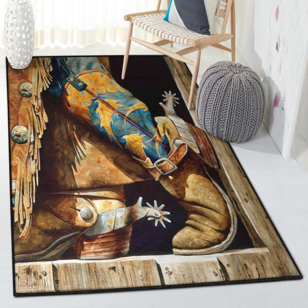 Western Cowboy Cowboy Rug Rectangle Rugs Washable Area Rug Non-Slip Carpet For Living Room Bedroom - Image 2