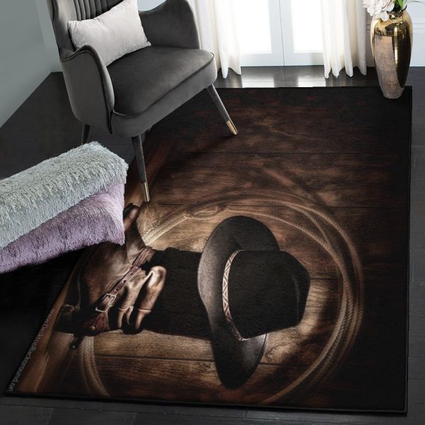 Western Cowboy Cowboy Rug Rectangle Rugs Washable Area Rug Non-Slip Carpet For Living Room Bedroom - Image 4