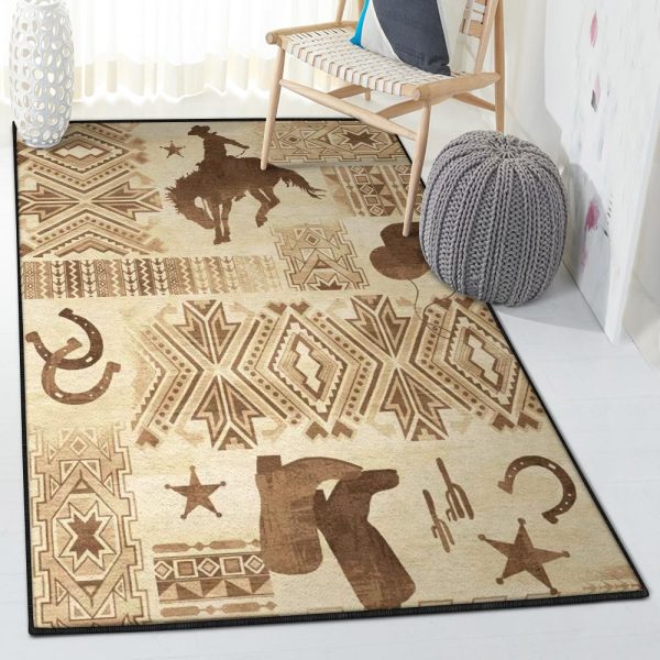 Western Cowboy Cowboy Rug Rectangle Rugs Washable Area Rug Non-Slip Carpet For Living Room Bedroom - Image 5