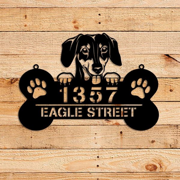 Personalized Dog Breed Dachshund Metal Sign, Custom Pet Housewarming M