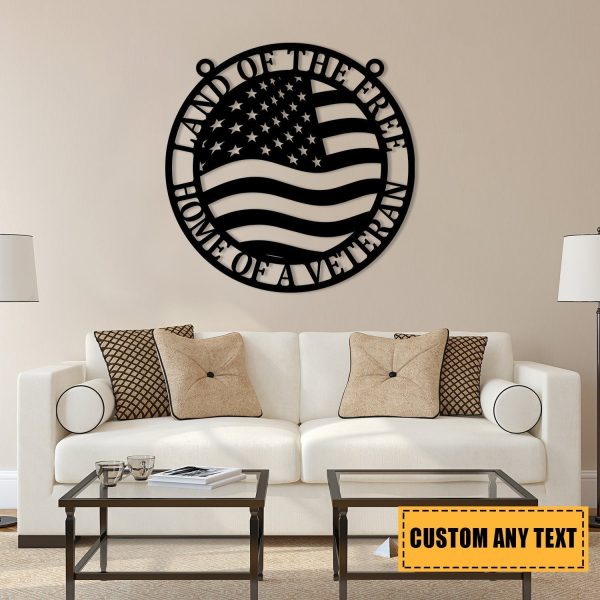 Personalized Land Of The Free Home Of A Veteran Metal Sign, Custom Mil