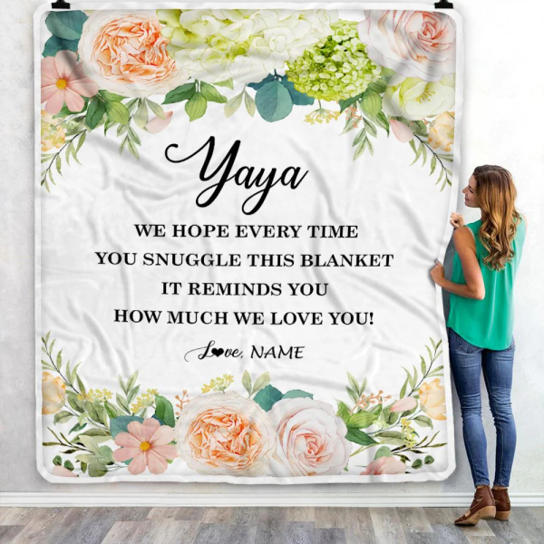 Personalized To My Yaya Blanket From Kids How Much We Love You Flower - Image 5