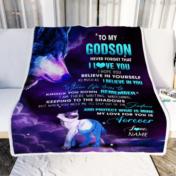 Personalized To My Godson Blanket From Godmother Godmother Wolf Moon M - Image 4