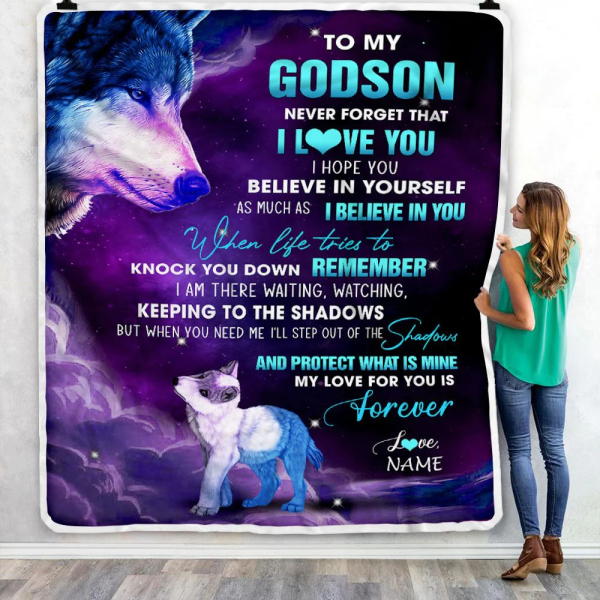 Personalized To My Godson Blanket From Godmother Godmother Wolf Moon M - Image 6