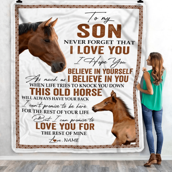 Personalized To My Son Blanket From Mom Dad This Old Horse Love You So - Image 3