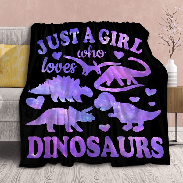 Dinosaur Blanket Gift For Women Kid Plush Just A Girl Who Loves Dinosa - Image 2