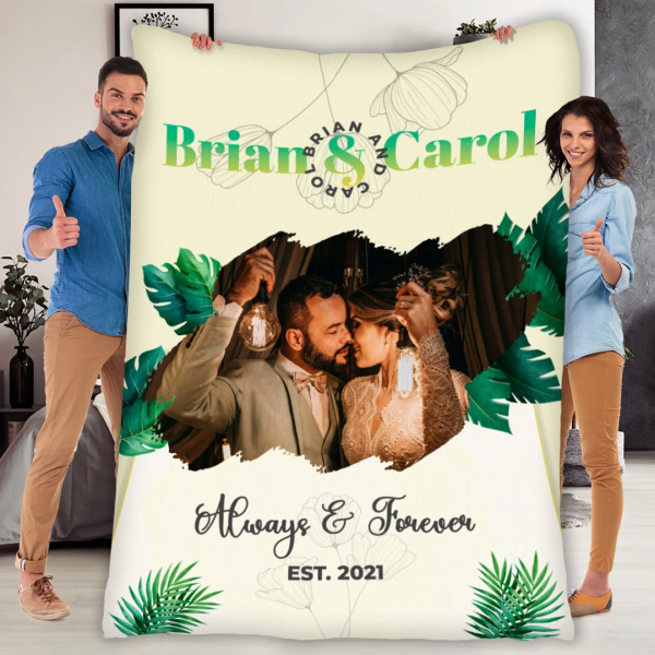 Always & Forever Customized Couples Photo Blanket, To My Wife Personal