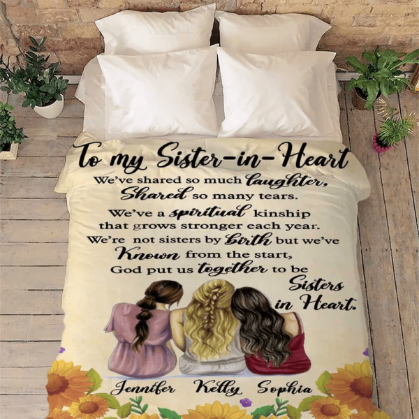 To My Sister In Heart I Love You Personalized Blanket, Gift For Siste - Image 2