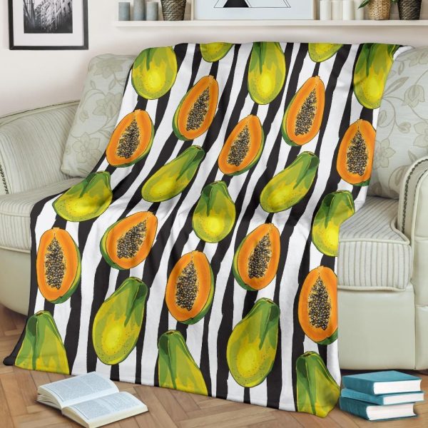 Tropical Fruit Yummy Papaya Pattern Fleece Blanket - Image 2