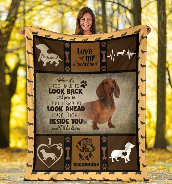 When It's Too Hard To Look Back Dachshund Dog Fleece Blanket