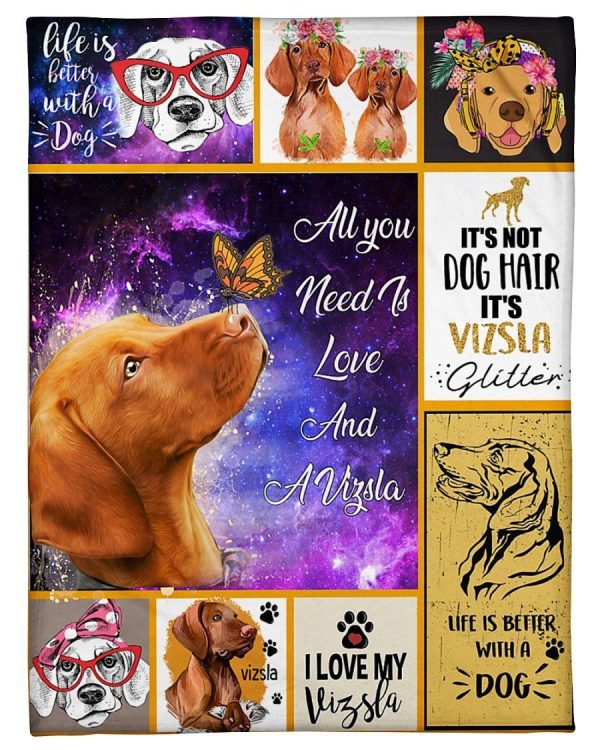 Vizsla Life Is Better With A Dog Giving Dog Lovers Fleece Blanket Flee