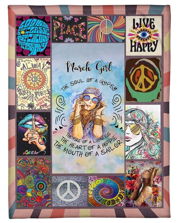 March Girl The Soul Of A Gypsy Custom Design Gifts Fleece Blanket