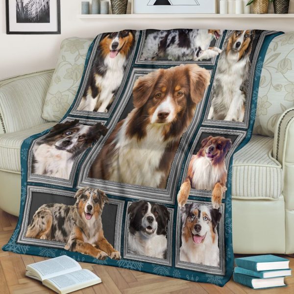 3d Australian Shepherd Dog Funny Aussie Lover Gifts Fleece Blanket - Image 3