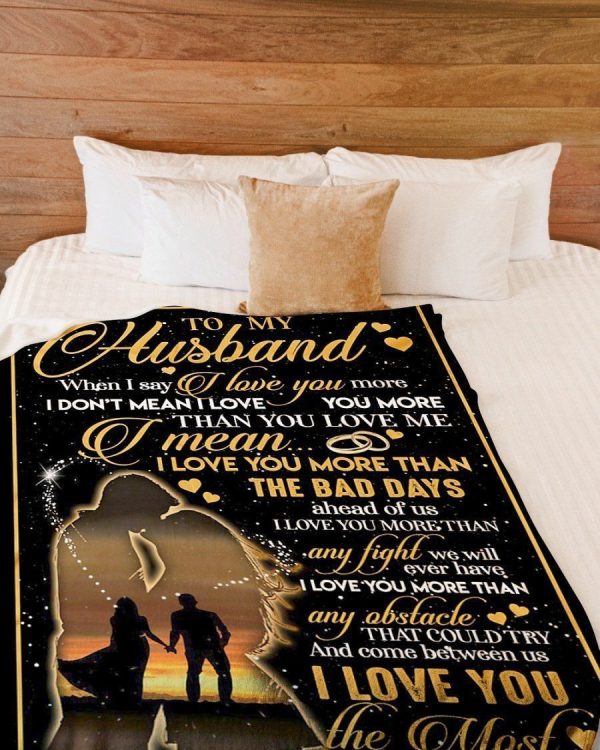 I Love You The Most To My Husband Fleece Blanket - Image 3