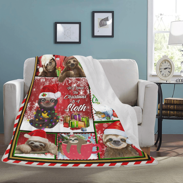 All I Want For Christmas Is A Sloth Xmas Fleece Blanket - Image 3