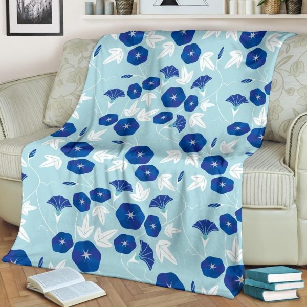 Morning Glory Pattern Print Design Fleece Blanket - Image 2